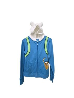 ADVENTURE TIME Mighty Fine FINN Cartoon Network Jake HOODIE Women's Medium NWOT